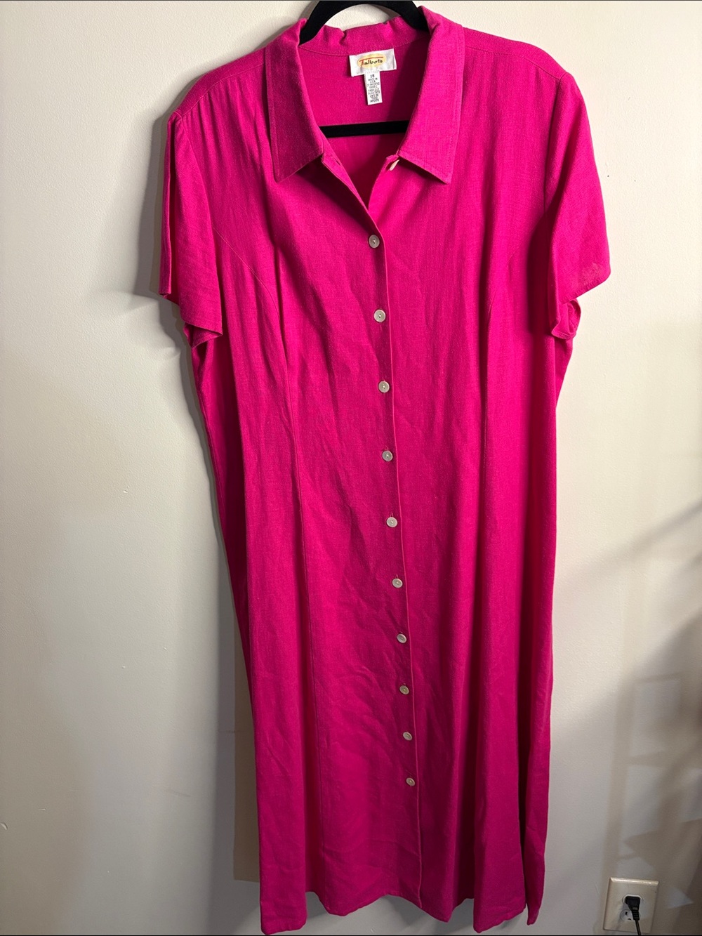 Talbots Hot Pink Button-Front Maxi Dress